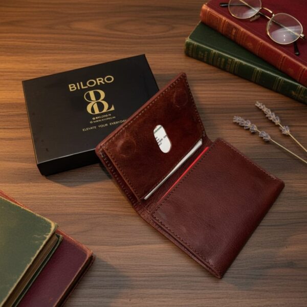 RFID Magnetic Trifold Leather Wallet – Men’s Slim Oil-Pull Leather Wallet with Hidden Cash Pocket
