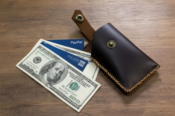 Minimalist Unisex Handmade Leather Card Holder | Slim Coffee Brown wallet |