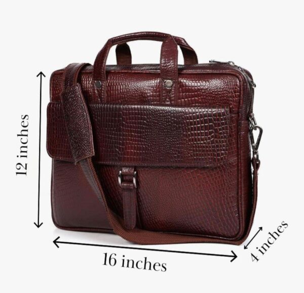 Genuine Leather Crocodile-Printed Laptop Bag – 16 Inch Professional Office Briefcase