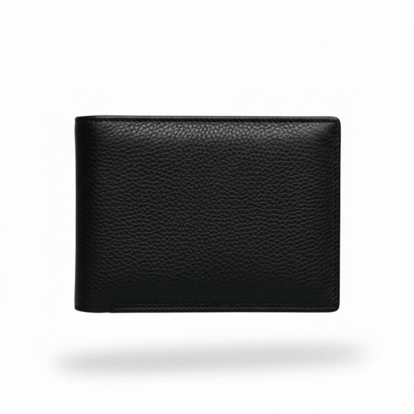 Men’s Black Leather Bi-Fold Wallet (4 x 3 Inches)